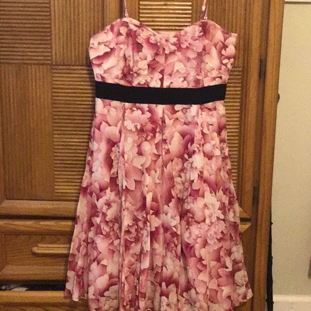 Anthpology pink, white black sundress, size 12